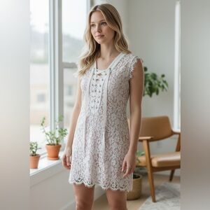 NWOT White Lace Dress with Lace-Up Detail